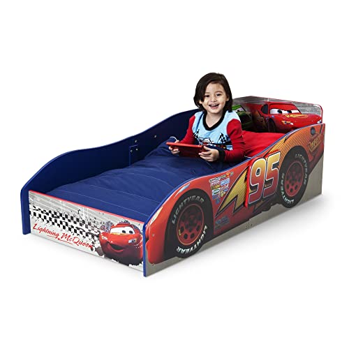 Disney Pixar Cars Wooden Toddler Bed - Lightning McQueen Race Car Design, Kids Bed for Transition, Delta Children