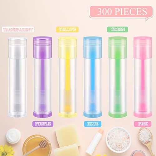 300 Pcs Lip Balm Containers 5ml Plastic Lip Gloss Tubes with Push Wheel - Assorted Colors