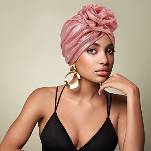 Women African Turban Headwraps - Colorful Knot Flower Styles, Pack of 6
