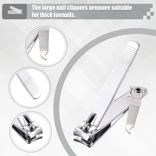 Large Silver Black Nail Clippers Set 24 Pcs with File | Travel & Manicure Tool