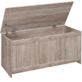 39.3-Inch Wooden Storage Bench with Lift Top - Retro Toy & Entryway Organizer, Greige Variation