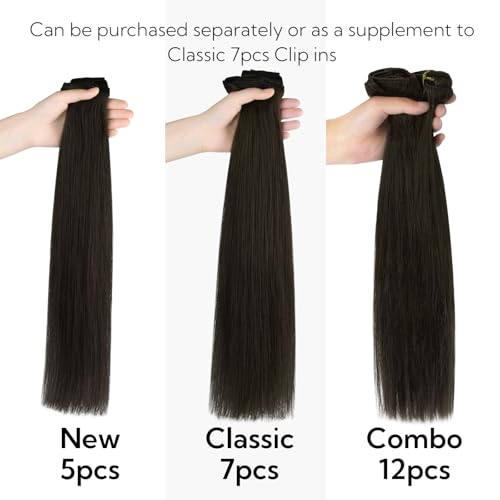 Dark Brown Human Hair Clip-In Extensions 14 Inch 60g - Hotbanana