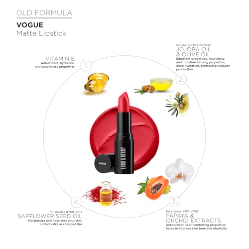 Lord and Berry Vogue Matte Lipstick - Rich, Highly Pigmented Lip Color - Infused with Papaya and Orchid Extracts - 7614 Enchant? - 0.81 oz