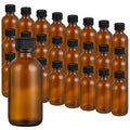 2oz Amber UV Glass Bottles with Lids - Leakproof Travel Containers 24 Pack