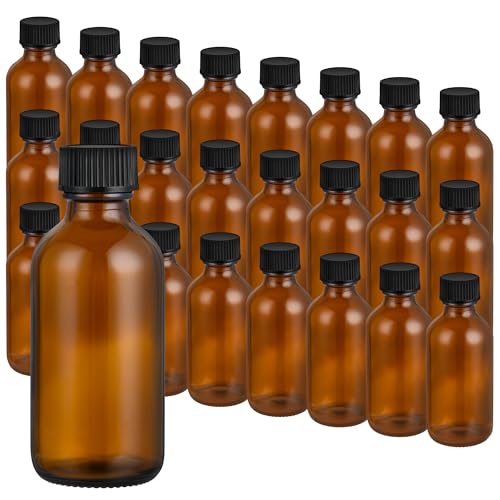 2oz Amber UV Glass Bottles with Lids - Leakproof Travel Containers 24 Pack