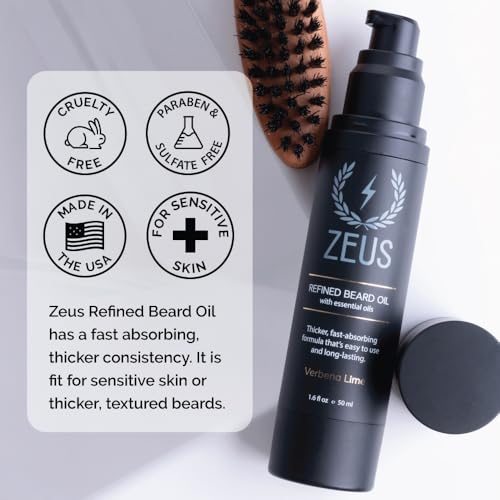 ZEUS Sandalwood Scented Beard Oil for Men 1.6 fl oz Natural Moisturizer