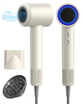 Ionic Hair Dryer with Diffuser & Nozzles - Fast Drying & Smart Heat Control (Milktea, 2 Nozzles)