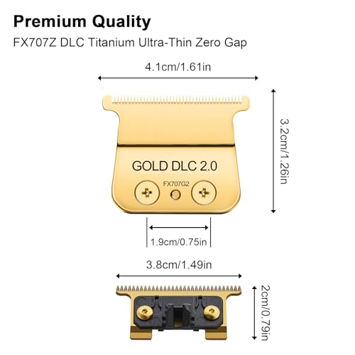 3pcs Trimmer Replacement Blade for Trimmer FX787 & FX726,DLC 2.0 Blades Compatible with Barberology Trimmer Blades,GOLD