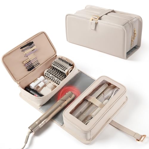 Marscamd Travel Hair Tool Bag with Heat Resistant Mat - Beige