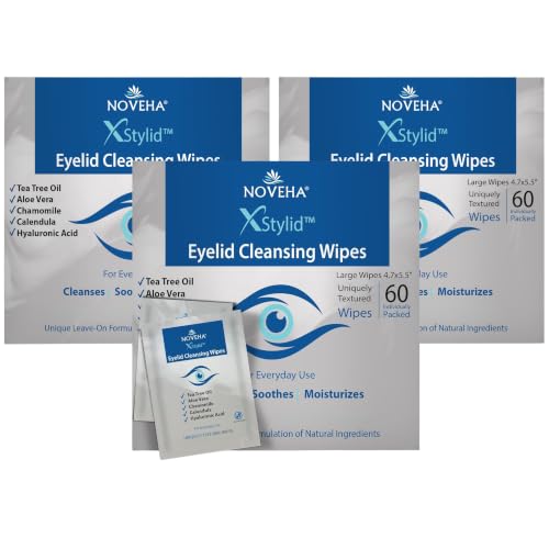 60Pcs Eyelid & Lash Relief Wipes with Tea Tree & Hyaluronic Acid - Hypoallergenic 3 Pack
