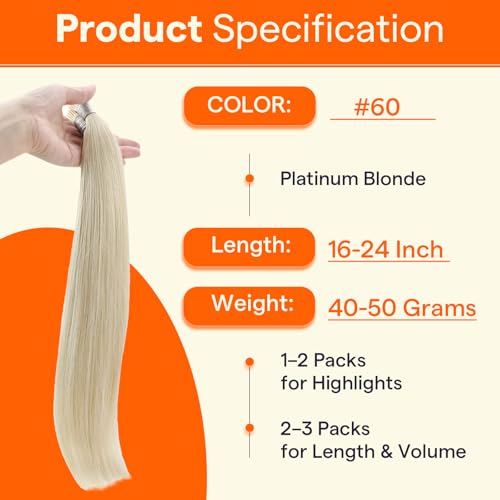 Full Shine Itip Human Hair Extensions 18 Inch Platinum Blonde - C# 60
