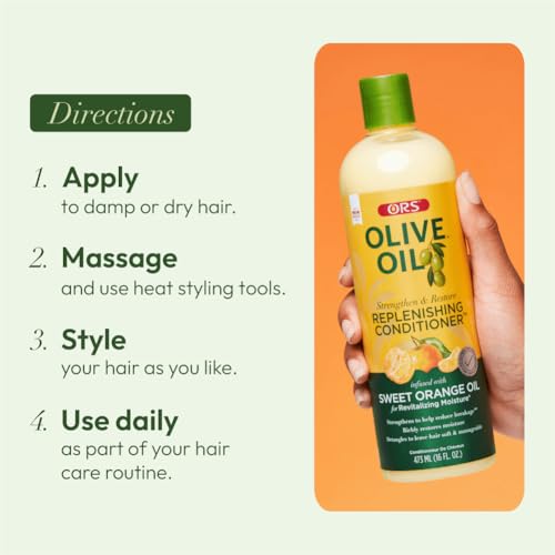 ORS Olive Oil Classics Replenishing Conditioner with Sweet Orange Oil for Revitalizing Moisture 16.0 oz (Pack of 3)
