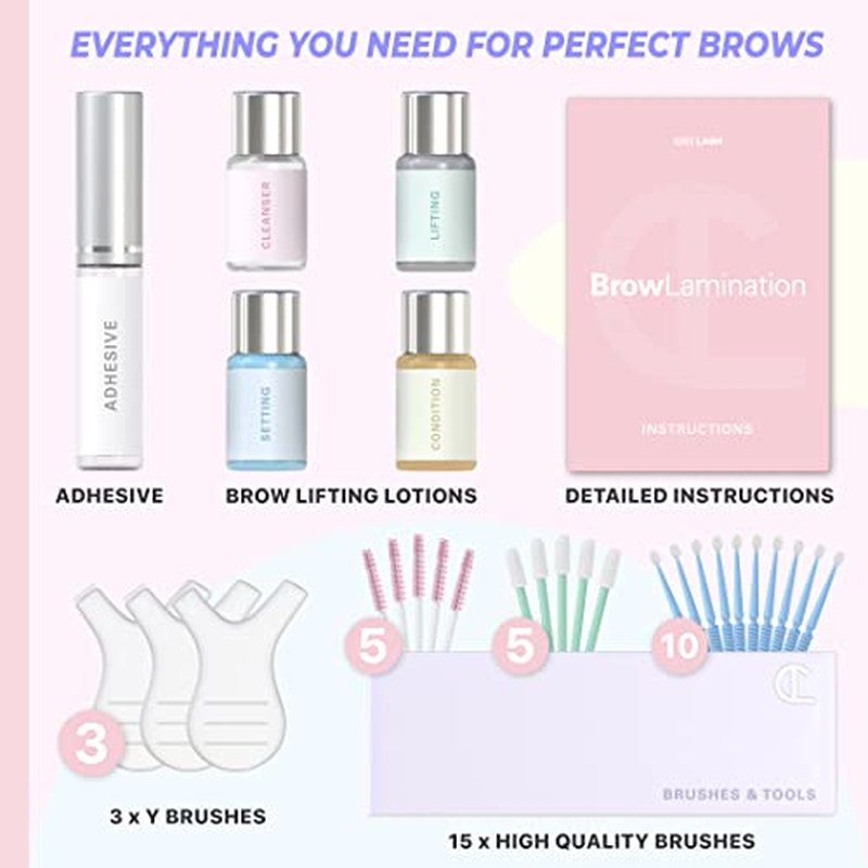 Brow Lamination Kit by CICI | Professional Instant DIY Eyebrow Lamination Lift Kit with Keratin Conditioning for Fuller, Thicker, Beautiful Brows | Easy to Use & Long Lasting Results