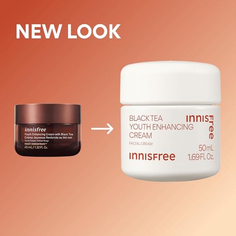 innisfree Black Tea Youth Cream, Korean Moisturizer with Hyaluronic Acid for Radiance, Firm Skin, Hydration, and Visible Anti-Aging Benefits