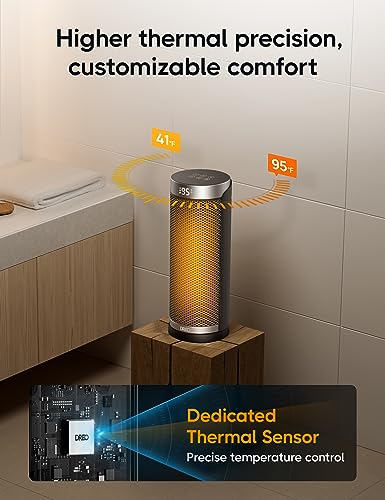 DREO 1500W Space Heater with ALCI Safety Plug - Silver Indoor & Bathroom Use