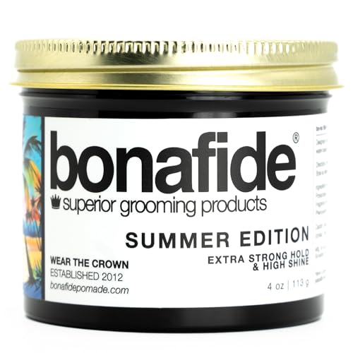 Bona Fide Pomade Summer Edition 4 oz - Extra-Strong Hold & High Shine Water-Based Hair Pomade with Pineapple Melon Fragrance