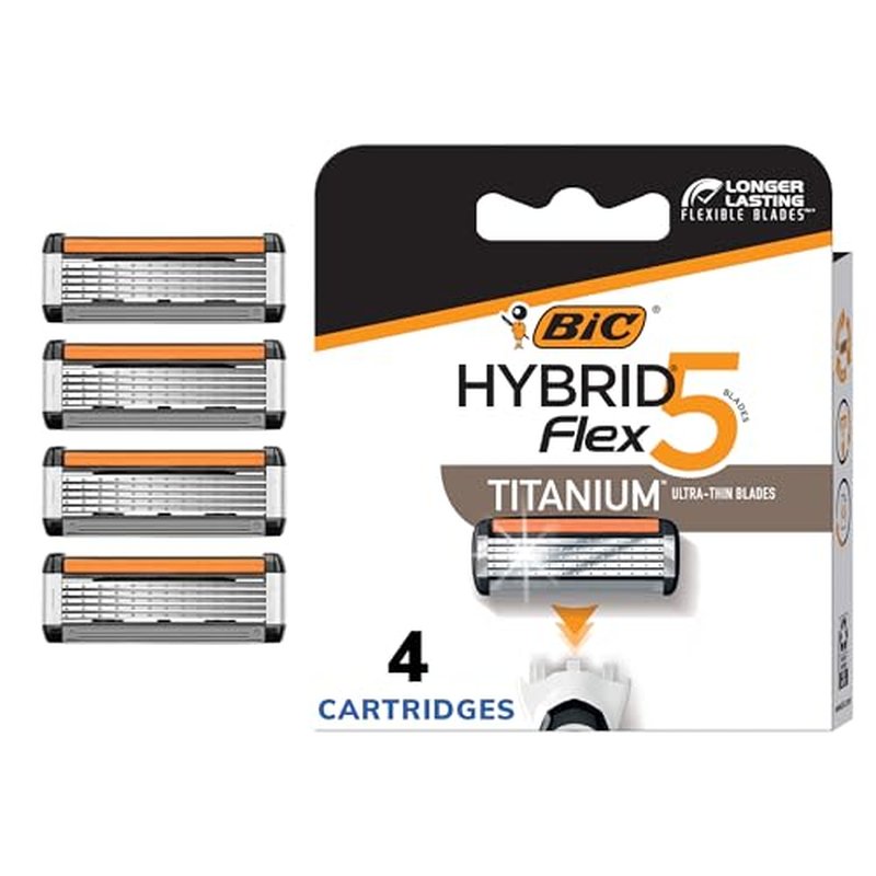 BIC Flex5 Hybrid 5 Blade Razor Refills, 4 Count