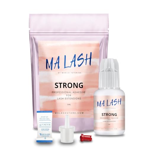 Strong Eyelash Extension Adhesive Glue - 0.17fl.oz / 5ml Ultra-Fast 1-Second Drying Black - Professional-Grade, Variation: Strong