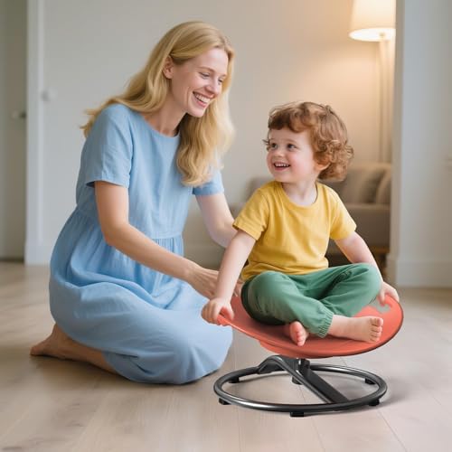Kids Sensory Spinning Chair with Safety Handle - Orange, Small