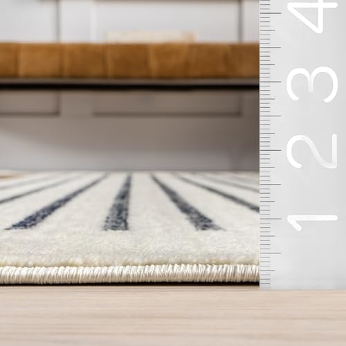 nuLOOM Keeva Beige 2' x 8' Power Loomed Runner Rug - Durable Striped Carpet
