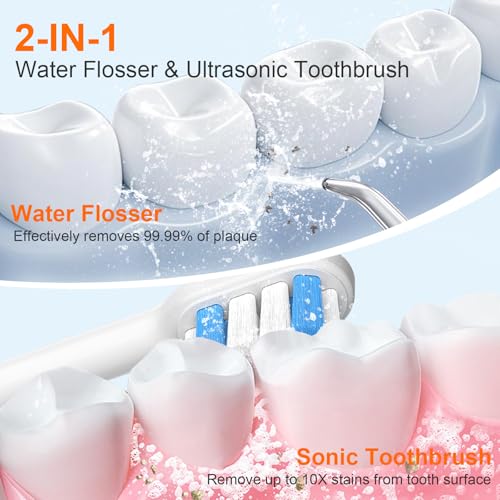 Black H2ofloss Electric Toothbrush and Water Flosser Combo - 2-in-1 Oral Care Kit
