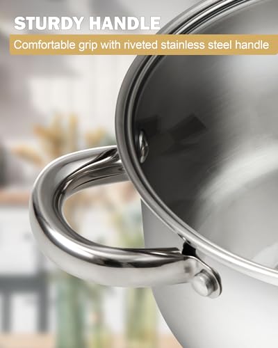 8 Quart Stainless Steel Pasta Pot with Strainer Lid - 3-in-1 Cooking Set