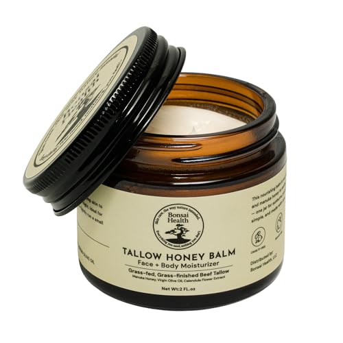 Natural Grass-Fed Tallow Balm with Manuka Honey & Calendula for Dry Skin - 2oz