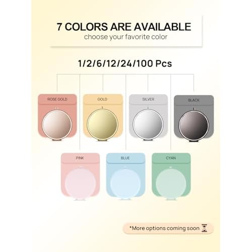 Compact Mirror Bulk, Pack of 12 Double-Sided 1X/2X Magnifying Metal Makeup Mirrors(Round, Gold)