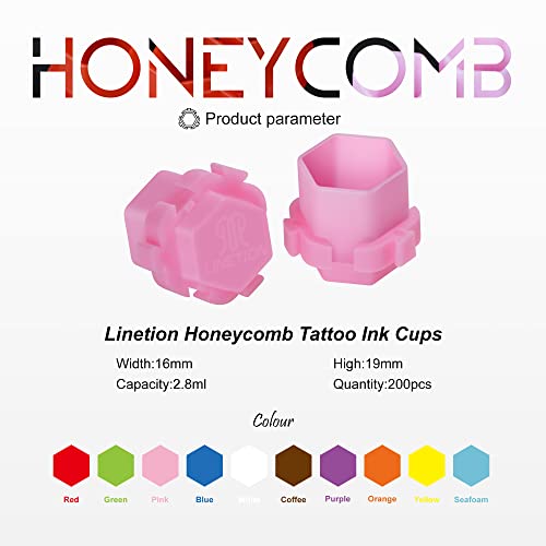 Tattoo Ink Caps Honeycomb Shape Spliceable Ink Cups for Tattooing Anti-Rollover Spill Eco-Friendly Non Fade Material Large Inner Size 0.63 * 0.75 inch(W*H) 200pcs Pack (Seaform)