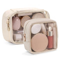 Mini Clear Makeup Bag with Beige Compact Travel Organizer - Pocmimut