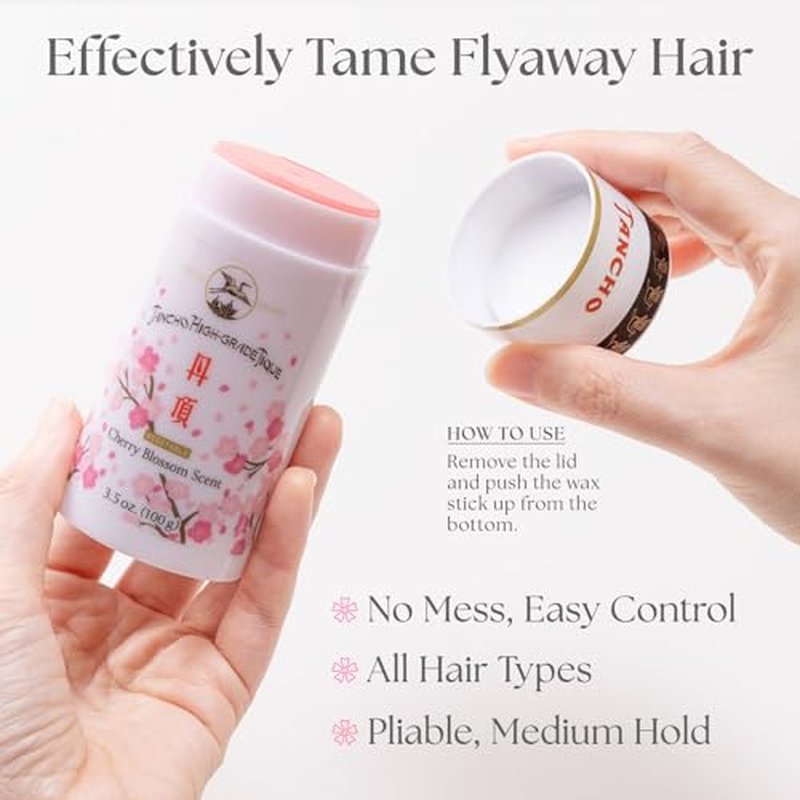 Gatsby Tancho Hair Styling Wax Stick Japanese Cherry Blossom Scent 3.5 ounce (100 grams) All Hair Types, Special Edition High-Grade Plant-based Pomade Tique Mandom Japan