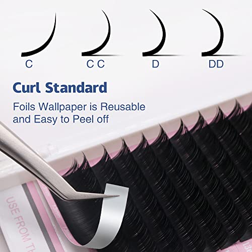 Cashmere Ellipse Flat Lashes Split Tip Eyelash Extensions Natural Matte Soft Lightweight Classic Lash Extensions Professional Salon Use(0.15,D,8-15mm,Caramel)