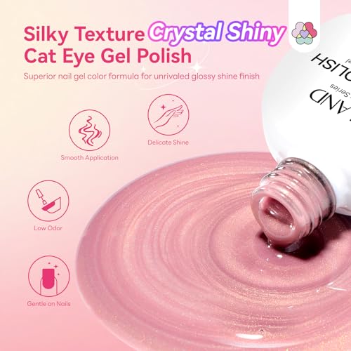 3-6 Color Glass Series Sheer Nudes Pink Cat Eye Gel Polish Set - Long-Lasting, Magnetic Shine