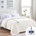Sealy Full Size Electric Blanket 72x84 Faux Fur to Sherpa Beige