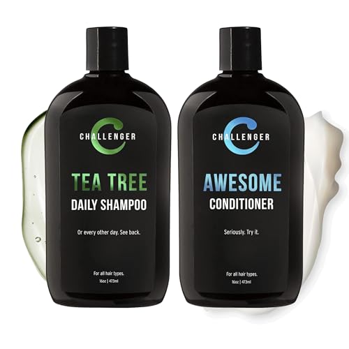 Tea Tree Shampoo & Peppermint Conditioner Set - Men's Hair Care - Itchy & Dry Scalp Relief - 2x 16oz - Variation of Shampoo & Conditioner
