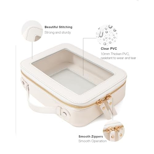 2Pcs Clear Makeup Bag for Women, Large Clear Toiletry Bag with Zipper Travel Cosmetic Case Portable Waterproof Makeup Pouch for Traveling Car Organizers Diaper Bag Organizer Pouches (Dual White)