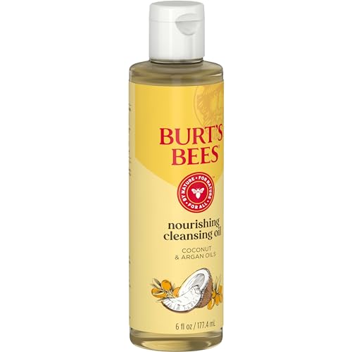Burt's Bees Nourishing Cleansing Oil With Coconut and Argan Oils, Cleansing Face Oil for Normal to Dry Skin, College Back to School Dorm Essentials, Natural Origin Skin Care, 6 fl. oz. Bottle