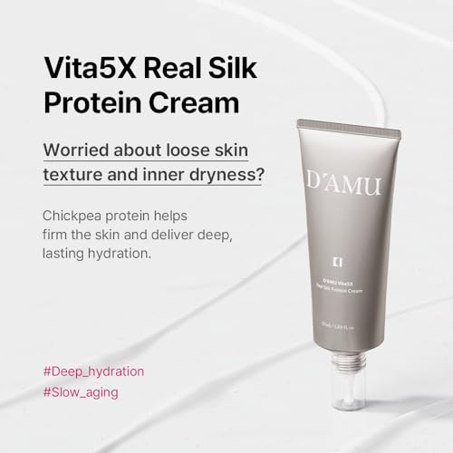 D¡¯AMU Silk Protein Face Cream ? Lifting & Hydrating Moisturizer with Vita 5X, Chickpea Protein & Peptides ? Non-Sticky, Non-Greasy, Slow Aging Korean Skincare ? 1.69 fl.oz.