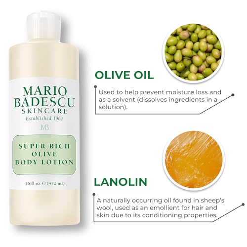 Mario Badescu Super Rich Olive Body & Hand Lotion 16 Fl Oz - Nourishing Moisturizer for All Skin Types