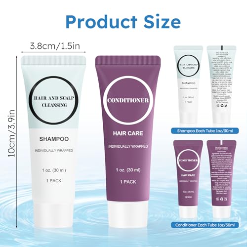 Travel Size Shampoo and Conditioner Set 1 Fl Oz Pack of 100 - Mini Haircare