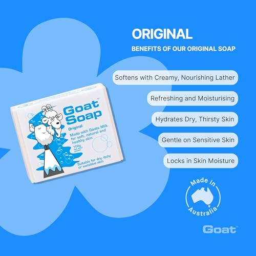 Goat Milk Soap Bar - Original Scent, 6 x 100g Pack for Sensitive Skin
