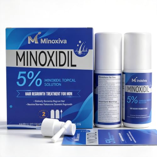 Minoxidil 5% Hair Growth Solution with Spray Nozzle for Men and Women - Thinning Hair & Beard Treatment, 2-Month Supply
