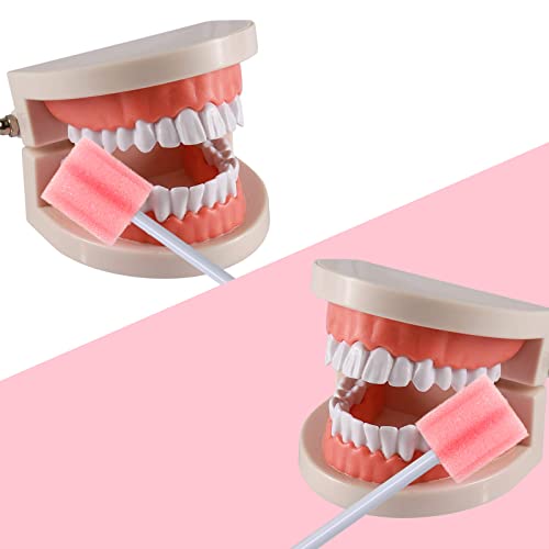 250 Pcs Disposable Mouth Swabs Sponge, BVN Oral Swabs, Oral Care Swabs Disposable, Mouth Swabs, Unflavored and Sterile Disposable Dental Swabsticks for Mouth Cleaning, Pink