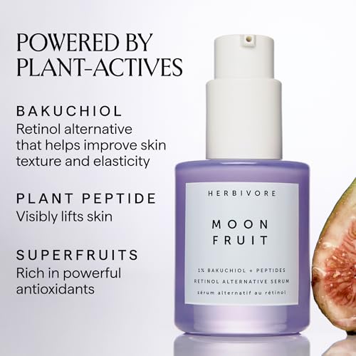 Herbivore Moon Fruit Bakuchiol Face Serum - Natural Retinol Alternative, Vegan & Cruelty-Free, 1 oz