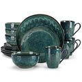 Vancasso Starry Green 16-Piece Dinnerware Set for 4 Handmade Reactive Glaze