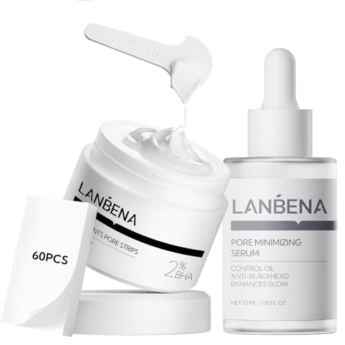LANBENA 3-in-1 Blackhead Remover Set with Nose Strips & Pore Serum – Face Mask & Pore Minimizer