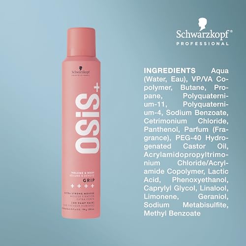 OSiS+ Grip Extreme Hold Mousse - Extra Strong Control Volume Mousse with Heat Protection