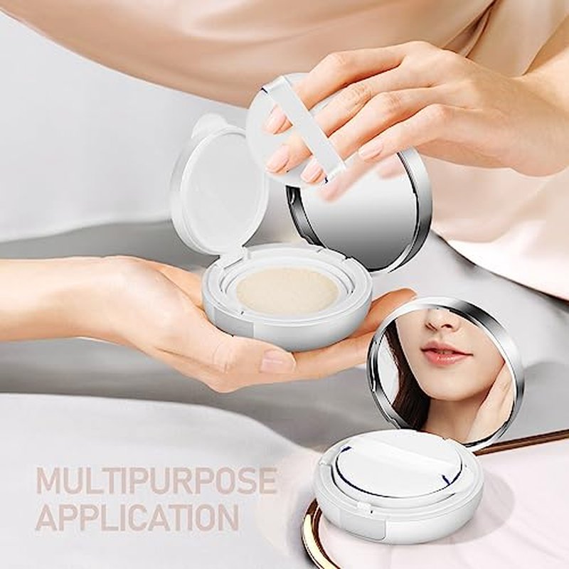 Beaupretty Empty Cushion Compact Case Portable Refillable Powder Puff Box Small Travel Loose Powder Container for Daily Use Compact Foundation Case
