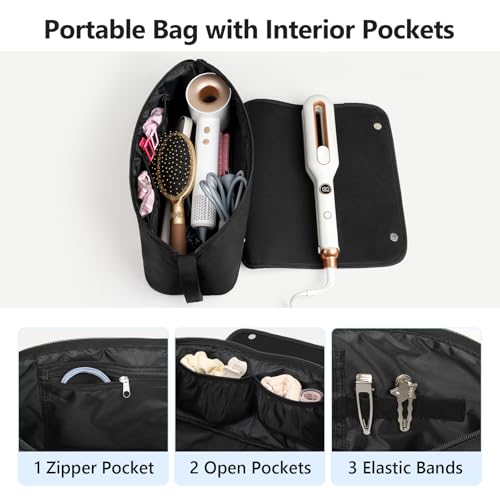 MOKURA Travel Hair Tool Bag with Heat Resistant Mat - Black