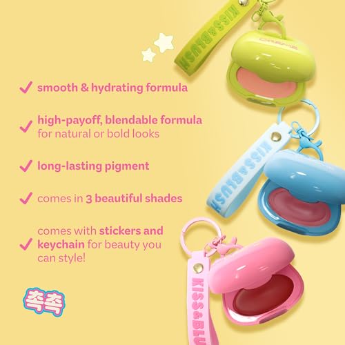 The Cr?me Shop Kiss & Blush Tinted Lip Balm & Blush, Korean Makeup for Lips & Cheeks, Cute Charm Key Chain, Hydrating, Long Lasting Tint, Aloe, Squalane- Watermelon Sugar